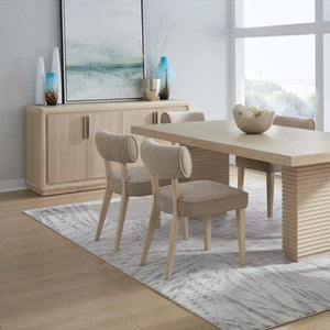 Architectural Ribbed Pedestal Dining Table | Japandi Whitewashed Wood Gathering Table