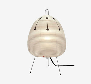 Japandi Rice Paper Lantern Table Lamp with Metal Tripod Base