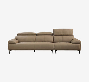 Premium Leather Reclining Sofa with Adjustable Headrests & Deep Cushioned Seating