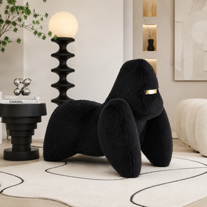 Modern Gorilla Lounge Chair – Sculptural Faux Fur Accent Chair for Living Room