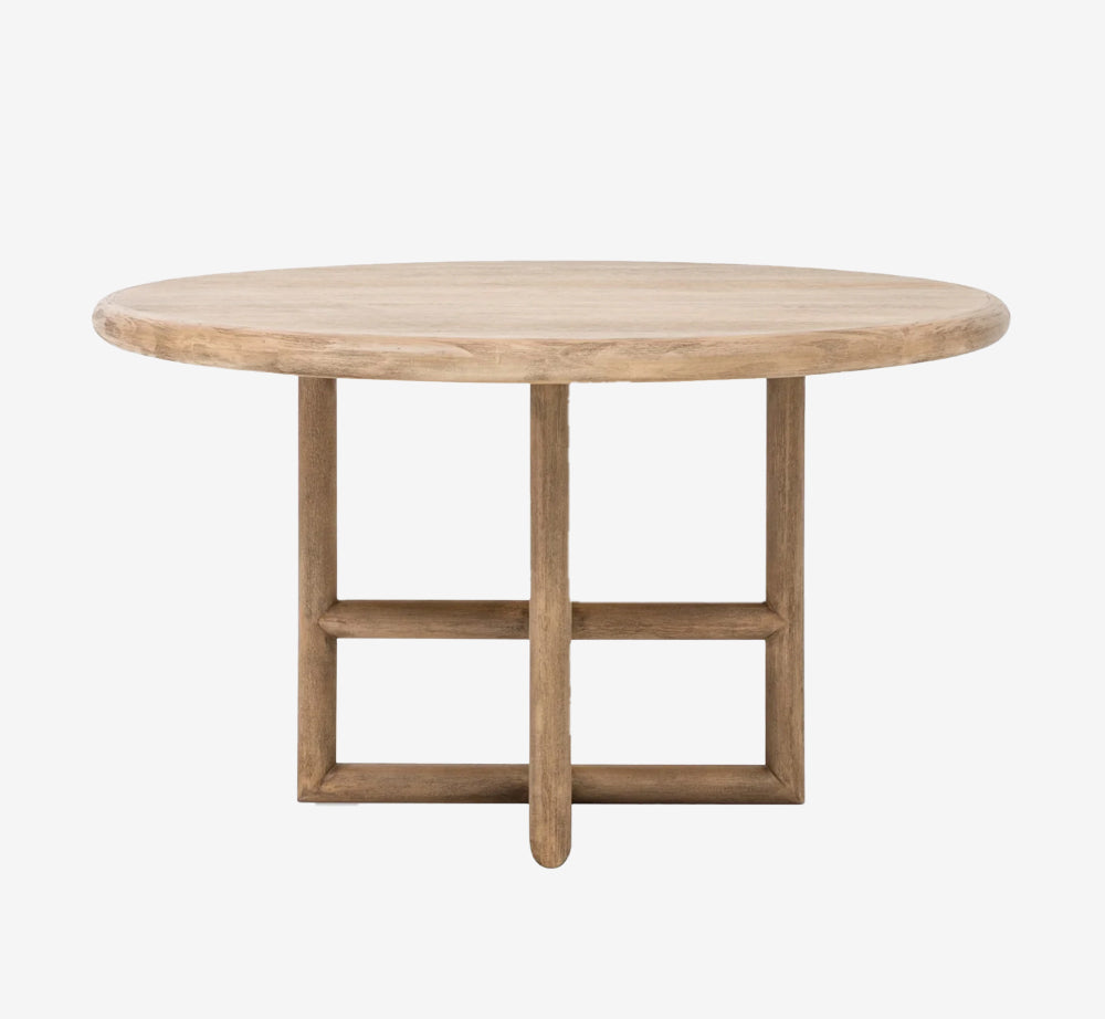 Rustic Minimalist Round Kitchen Table | Open Base Wood Dining Table