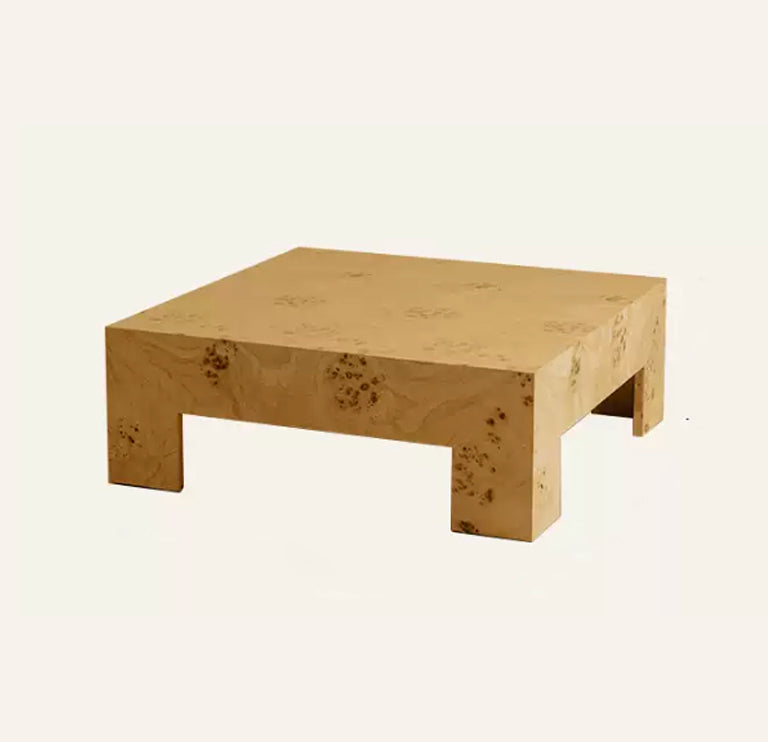 Modern U-Shaped Burl Wood Coffee Table