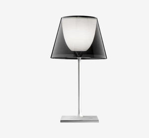 Modern Dual-Layer Table Lamp with Smoked Shade – Minimalist Chrome Desk Lamp with Diffused Inner Globe