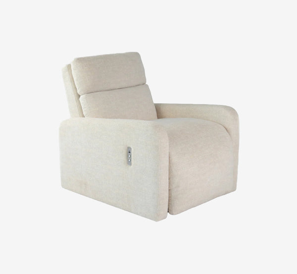 Modern Off-White Upholstered Power Recliner Chair