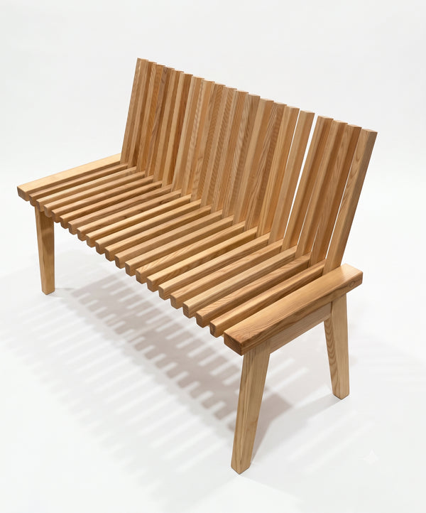 Modern Mid-Century Solid Wood Slatted Bench