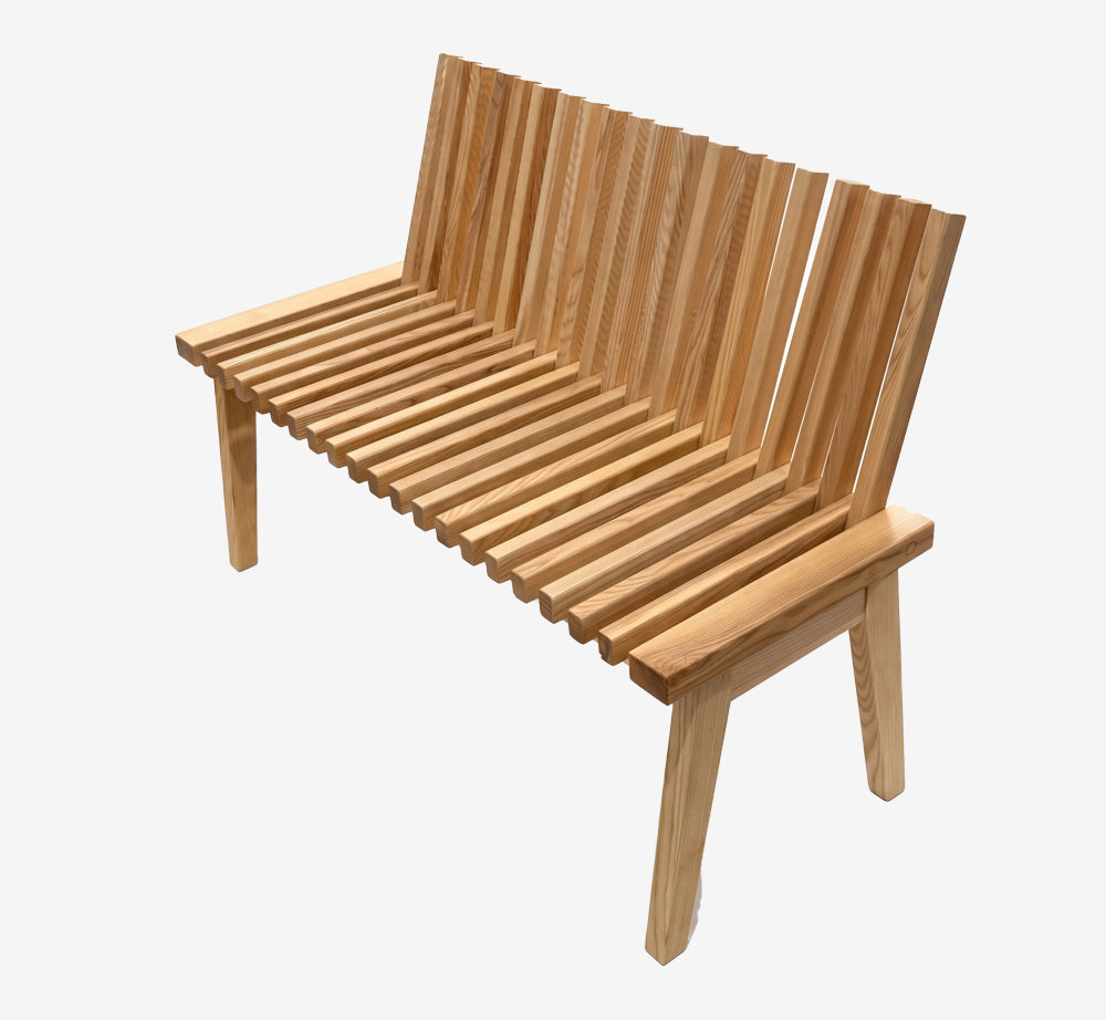 Modern Mid-Century Solid Wood Slatted Bench