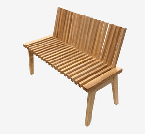 Modern Mid-Century Solid Wood Slatted Bench