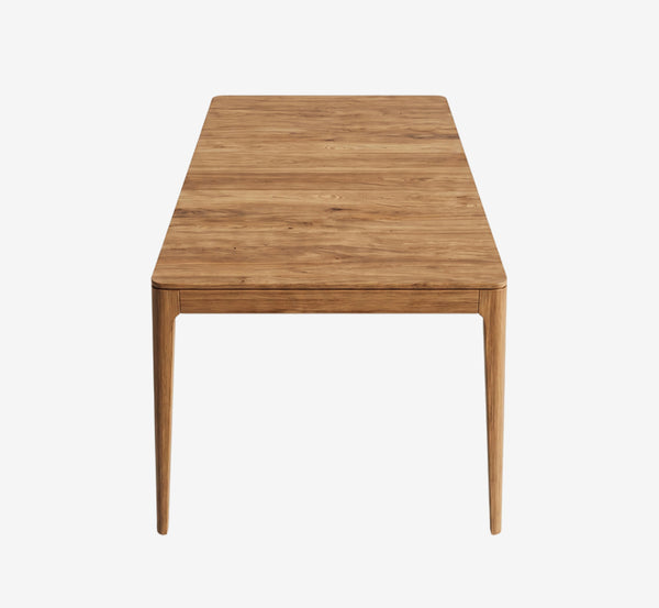Minimalist Scandinavian Wood Dining Table - Rectangular Oak Finish Table with Tapered Legs - Modern Japandi Kitchen Furniture for 4-6 People