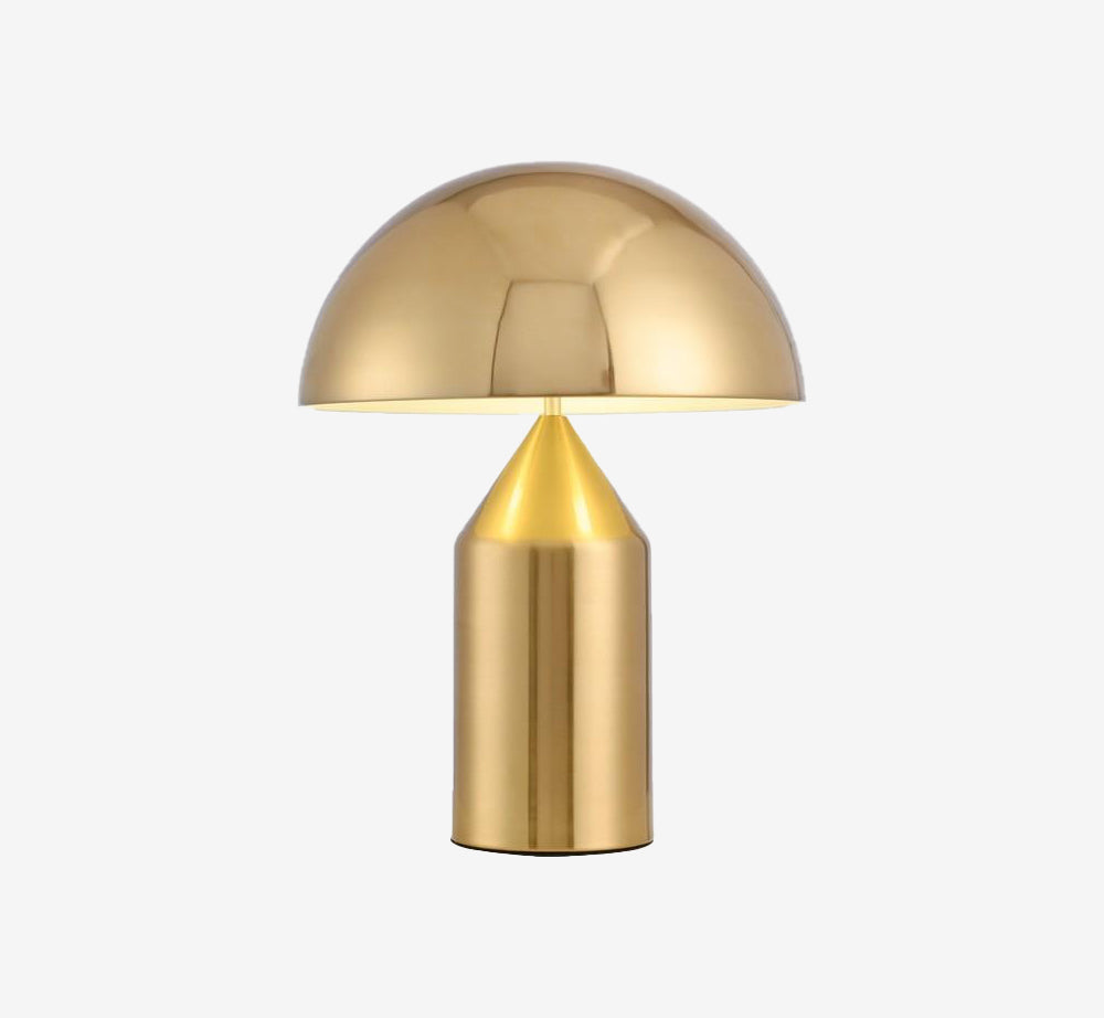 Modern Gold Mushroom Table Lamp - Minimalist Brushed Brass Dome Desk Lamp for Bedroom & Living Room