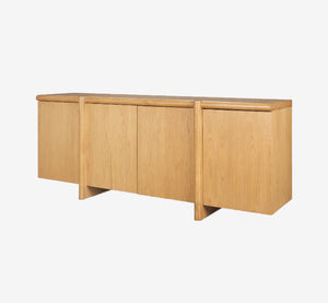 Rowan Light Brown Oak Wood Closed 4 Door Sideboard