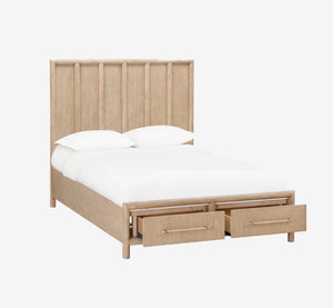 Rustic Wire-Brushed Wooden Storage Bed in Light Granola Brown