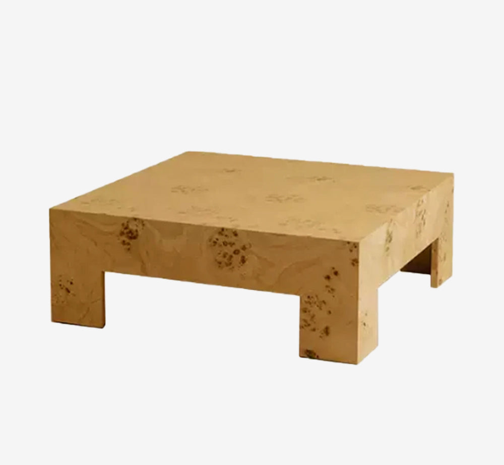 Modern U-Shaped Burl Wood Coffee Table
