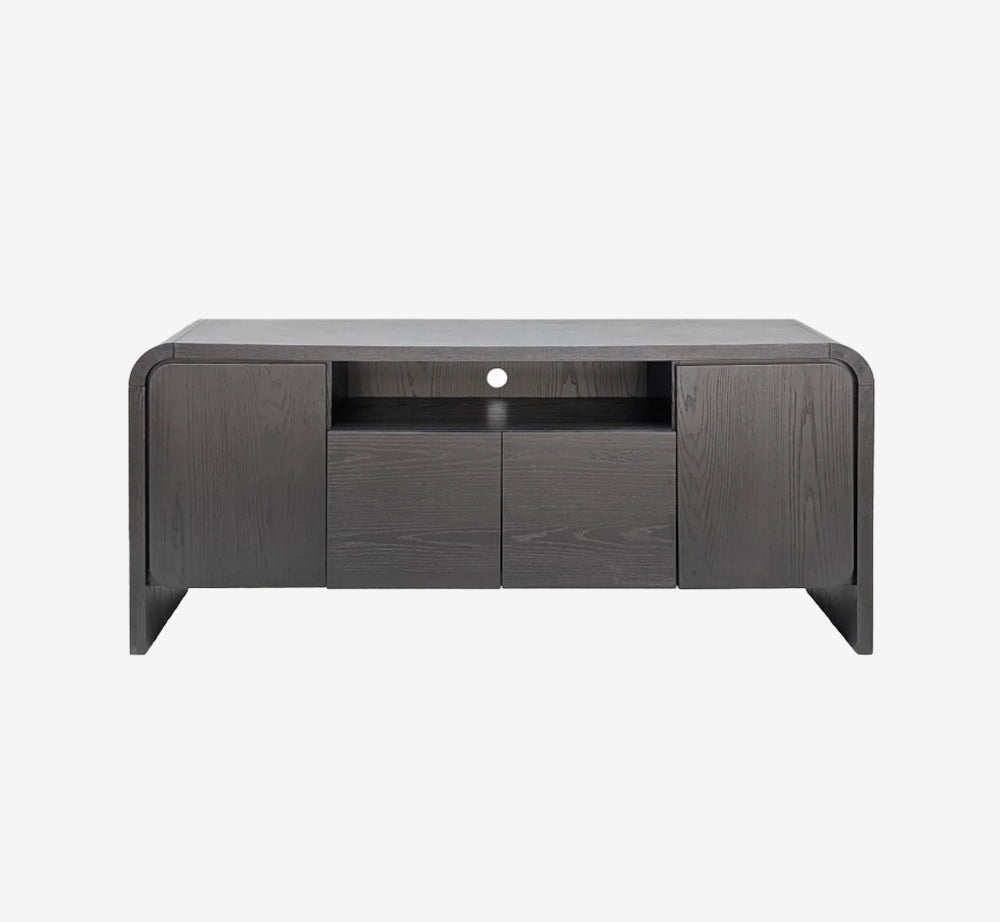Modern Solid Ash Wood TV Stand & Media Console - Fully Assembled