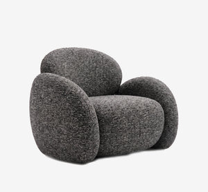Modern Chubby Grey Accent Chair | Oversized Rounded Lounge Chair