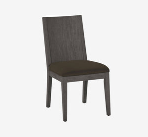 Modern Grey Oak Dining Chair with Padded Seat - Charcoal Wood High-Back Side Chair