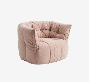Contemporary Ruched Chenille Cloud Lounge Chair - High-Density Foam Blush Pink Armchair - Quiet Luxury Enveloping Bucket Chair