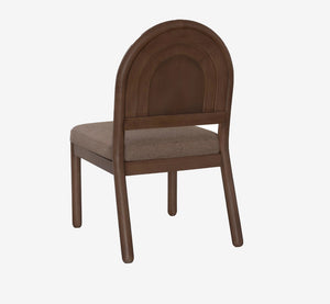 Mid-Century Modern Solid Wood Dining Chair - Arched Upholstered Backrest Side Chair with Walnut Finish
