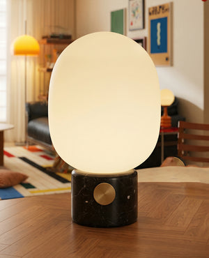 Modern Scandinavian Black Marble Table Lamp - Dimmable Ambient Lighting for Bedside, Living Room & Office