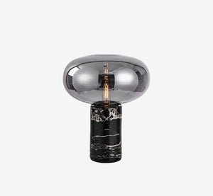 Modern Black Marble & Smoked Glass Table Lamp for Bedside