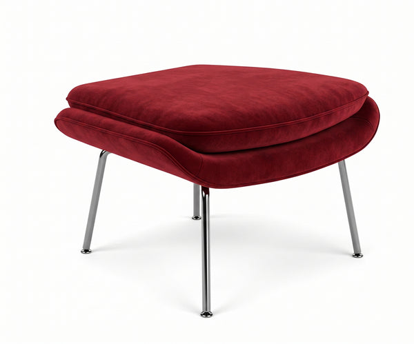 Iconic Womb Chair and Ottoman Set - Mid-Century Modern Bouclé Lounge Chair with Polished Chrome Base