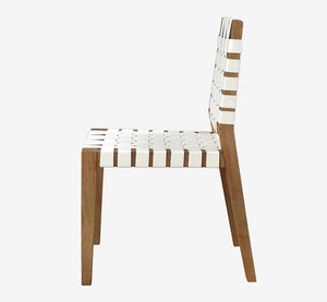 Mid-Century Modern Woven Dining Chair with Solid Wood Frame
