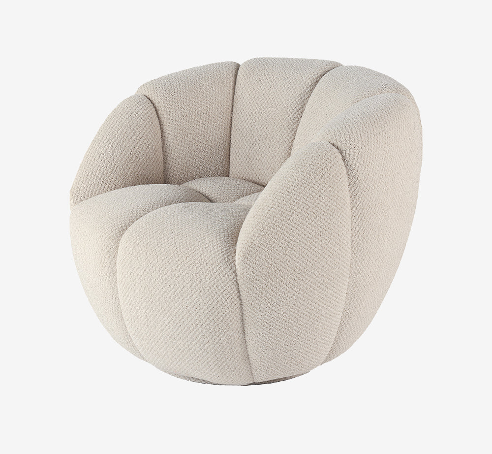 Modern Bouclé Pumpkin Swivel Accent Chair - Cream / Ivory