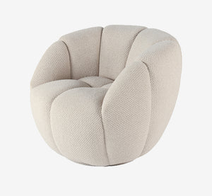 Modern Bouclé Pumpkin Swivel Accent Chair - Cream / Ivory