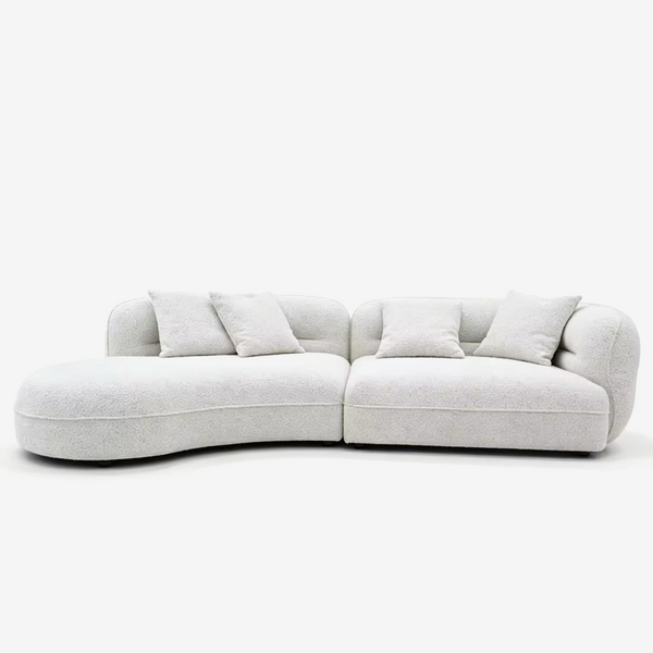 Modern Crescent Teddy Fleece Sofa – Sculptural Curved Couch