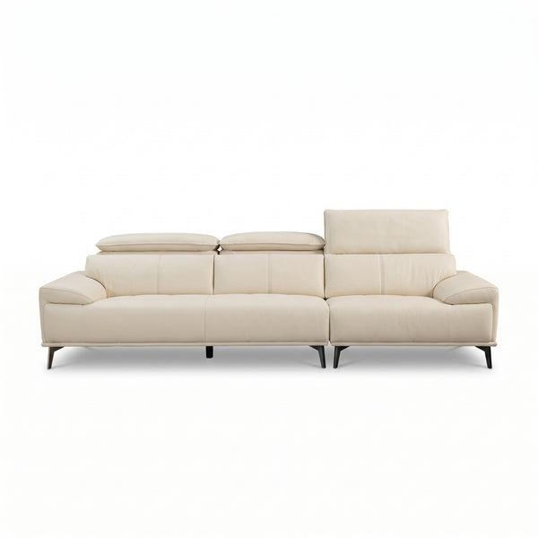 Premium Leather Reclining Sofa with Adjustable Headrests & Deep Cushioned Seating