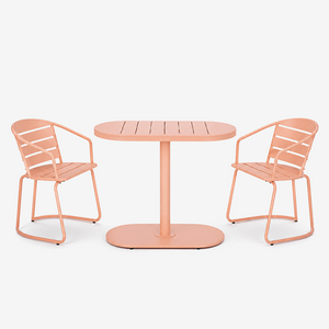 Modern Metal Outdoor Bistro Set – 3-Piece Patio Dining Set with Oval Table & Chairs
