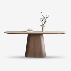 Oval Solid Wood Sintered Stone Dining Table