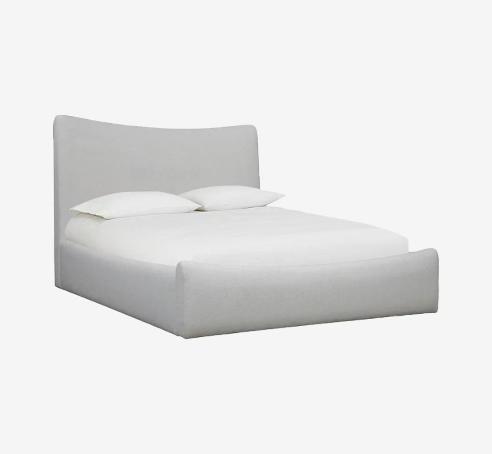 Organic Modern Fabric Platform Bed with Sweeping Headboard