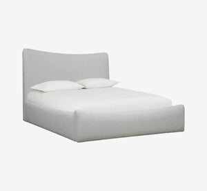 Organic Modern Fabric Platform Bed with Sweeping Headboard