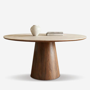 Solid Wood Sintered Stone Round Dining Table