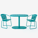 Modern Metal Outdoor Bistro Set – 3-Piece Patio Dining Set with Oval Table & Chairs