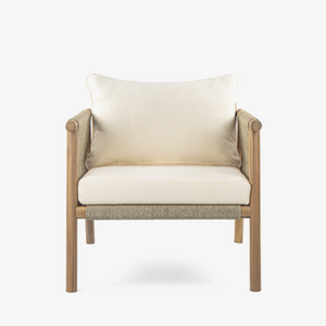 28"Modern Solid Wood Outdoor Lounge Chair with Cushions
