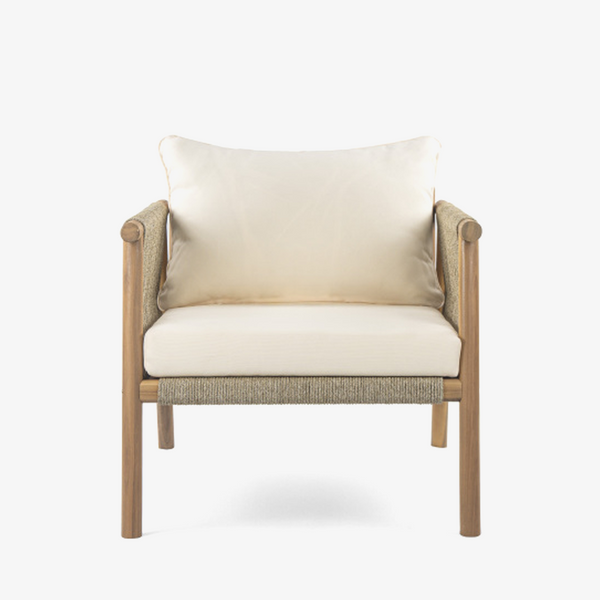 28"Modern Solid Wood Outdoor Lounge Chair with Cushions