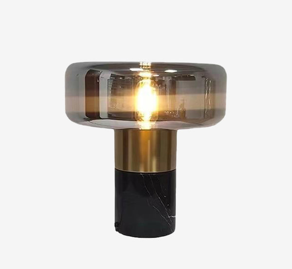 Aurora Smoke Glass Mushroom Lamp with Black Marble Base