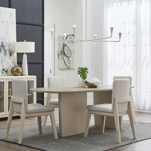 Organic Modern Pill-Shaped Dining Table - Light Ash Finish Wooden Pedestal Table - Contemporary Scandi Statement Piece