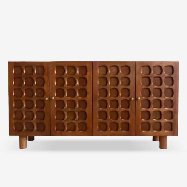 Retro Solid Wood Slatted Sideboard