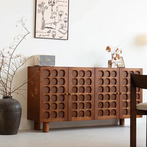 Retro Solid Wood Slatted Sideboard