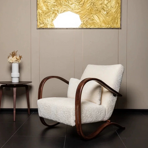 Irregular Armrest Faux Sherpa Lounge Chair