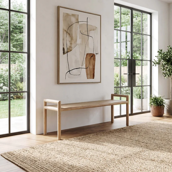 Modern Solid Wood Entryway Bench – Minimalist Oak Dining & Hallway Bench