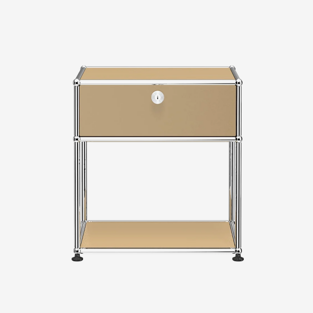 ModuSteel 1-Drawer Modern Nightstand with Open Shelf
