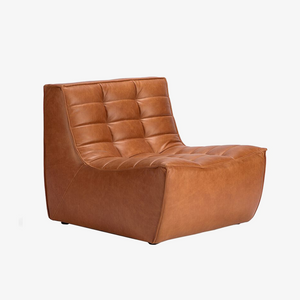 Modern Modular Oil Wax Fabric Accent Chair – Deep Seat Tufted Lounge Chair