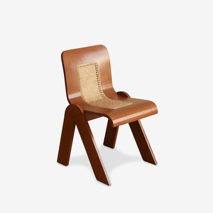 Modern Walnut Wood Dining Chair with Handwoven Cane Back