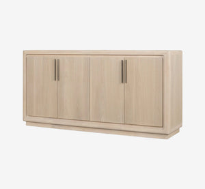 Modern Natural Wood 4-Door Sideboard with Rounded Corners | Minimalist Buffet Credenza