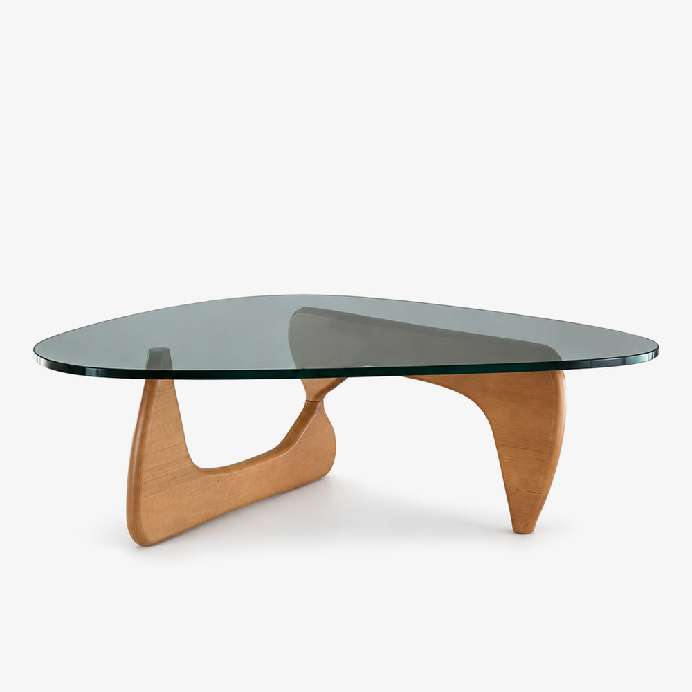 Modern Walnut Glass Coffee Table – Mid-Century Living Room Center Table