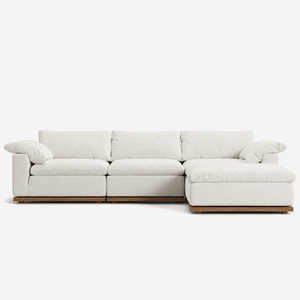 Fluffy Wood Frame Sectional Sofa