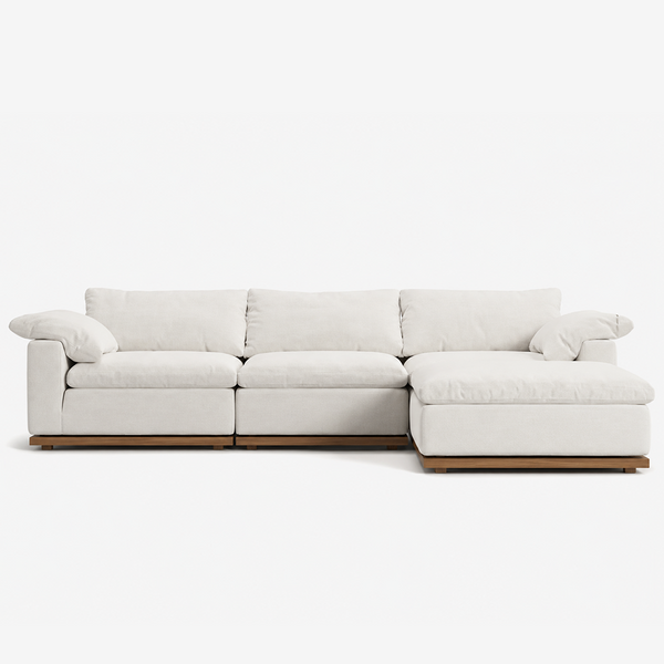 Fluffy Wood Frame Sectional Sofa